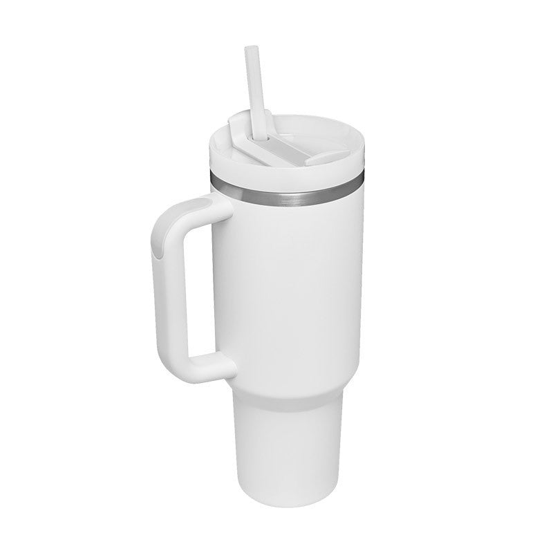 Gobelet de 40 oz avec poignée en paille isolée, tasse à café sous vide anti-déversement en acier inoxydable avec couvercle, tasse conique, cadeaux pour les amoureux de la Saint-Valentin, convient pour la voiture, la salle de sport, le bureau, les voyages