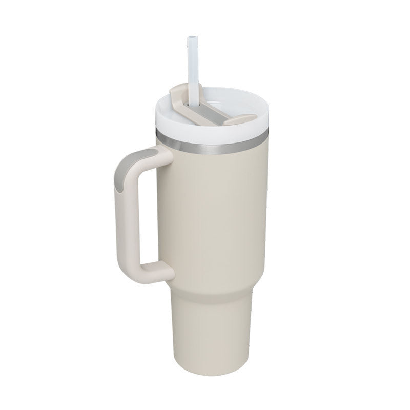 Gobelet de 40 oz avec poignée en paille isolée, tasse à café sous vide anti-déversement en acier inoxydable avec couvercle, tasse conique, cadeaux pour les amoureux de la Saint-Valentin, convient pour la voiture, la salle de sport, le bureau, les voyages