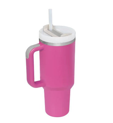 Gobelet de 40 oz avec poignée en paille isolée, tasse à café sous vide anti-déversement en acier inoxydable avec couvercle, tasse conique, cadeaux pour les amoureux de la Saint-Valentin, convient pour la voiture, la salle de sport, le bureau, les voyages